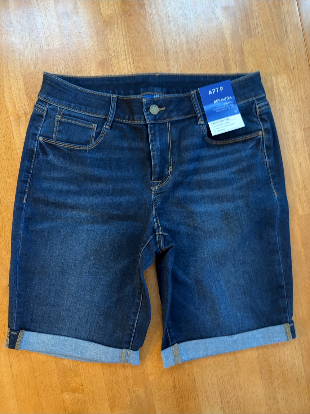 Apt. 9 Indigo Roll-Cuff Denim Bermuda Shorts